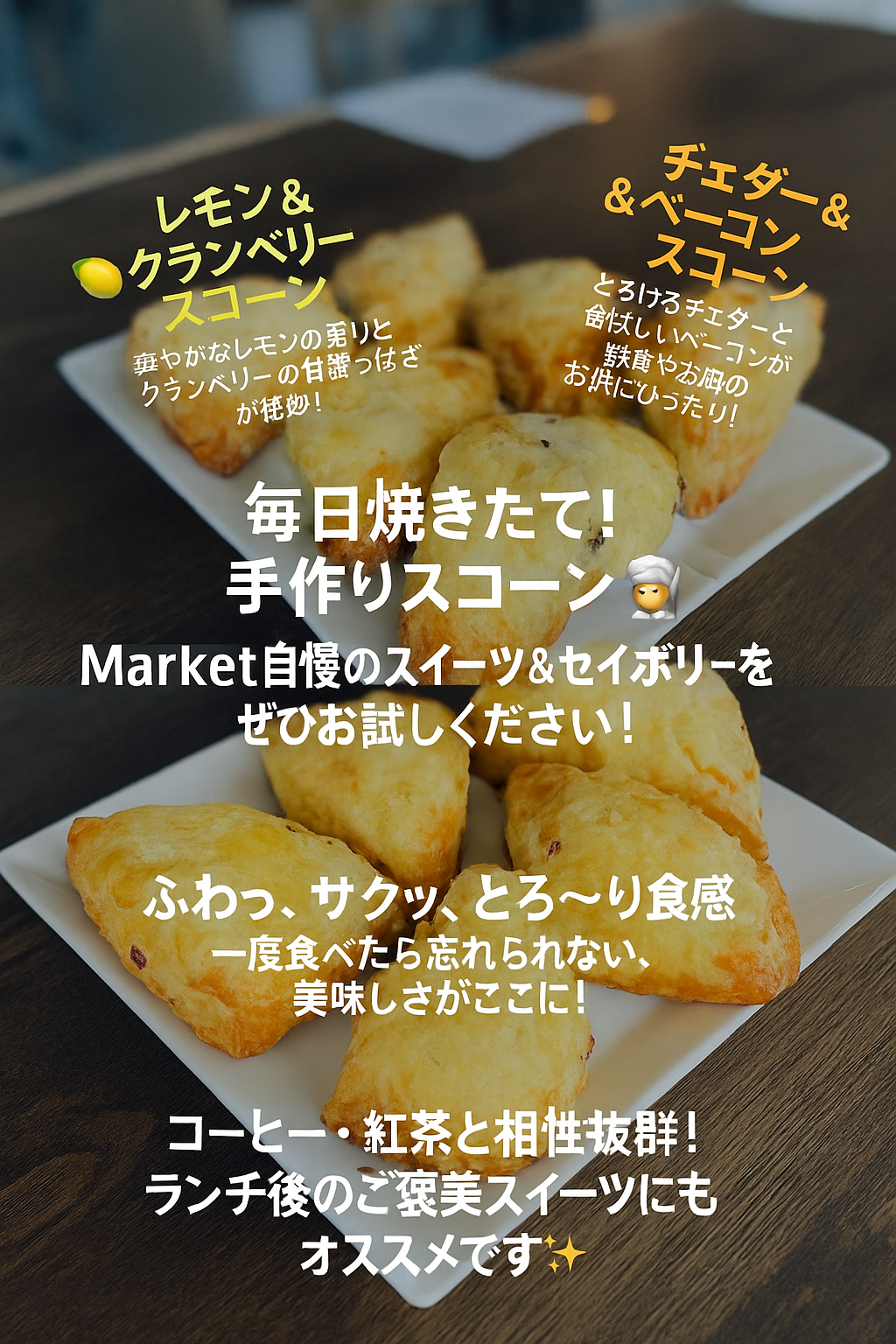 🌟 マーケットに焼きたてスコーンが新登場！🌟